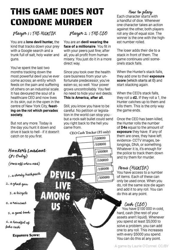 This Game Does Not Condone Murder – Twelve Pins Press